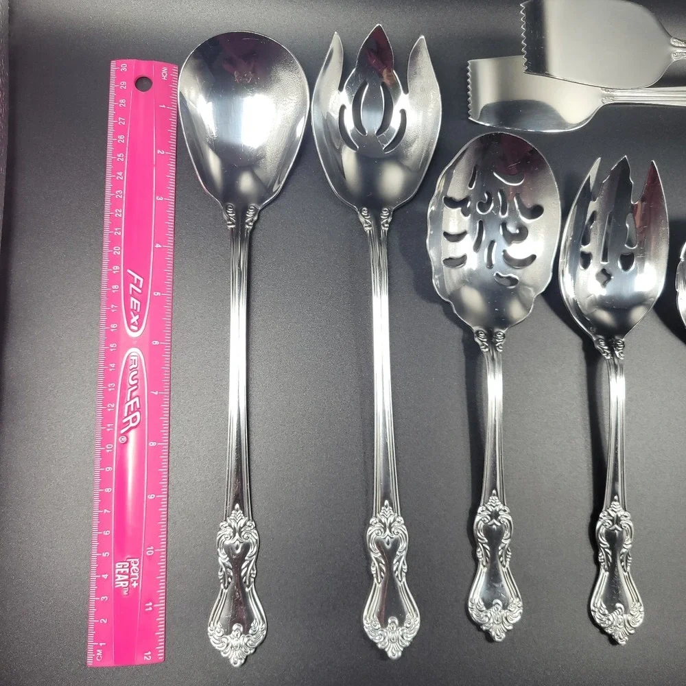 Reed & Barton 18/10 Stainless Heritage Mint Marlborough Serving Utensil Set Of 7